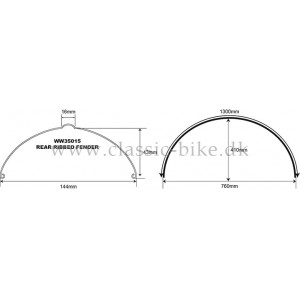 Universal Rear Ribbed Steel skjærm 144mm x 760mm.